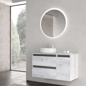 Composizione Cube2 90 / 110 cm con due cassetti Quercia Bianco - Grafite Opaco