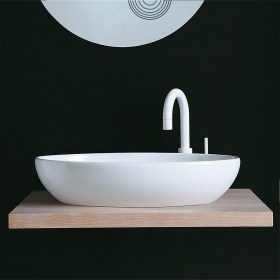 (LOV04/60SOFINC) Lavabo Ovale 60 SOFTLY INCASSO bianco colorato