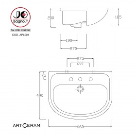  Lavabo Semincasso Apollo 66 Art Ceram tecnica