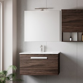 Composizione Bagno sospesa Aura 60/80/100 cm con cassettone e lavabo in ceramica 