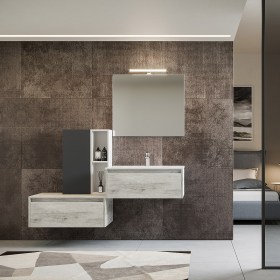 Mobile bagno 80 cm con due cassettoni e lavabo Luna2 (QUERCIA BIANCO)