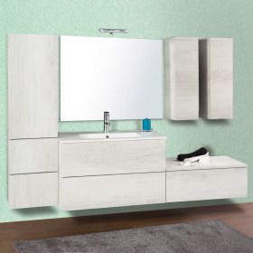 Arredo bagno sospeso Unika 150 Olmo Bianco