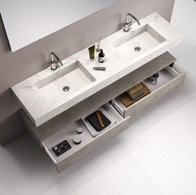 Doppio lavabo integrato (MARMO-CARRARA/AVANA-PIETRA)