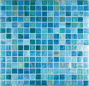 G5 ACQUA MARINA MIX Mosaico in Pasta di Vetro a Tessere Gold / Bronze