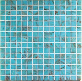 GA03 AZZURRO Mosaico in Pasta di Vetro a Tessere Gold / Bronze