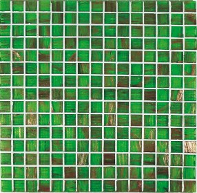 GA73 VERDE Mosaico in Pasta di Vetro a Tessere Gold / Bronze