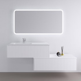 Mobile sospeso con doppio cassetto 105 cm e lavabo in resina BIANCO OPACO