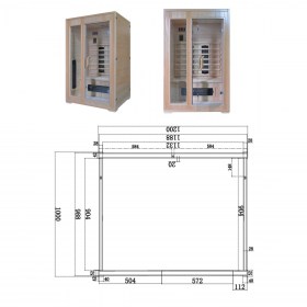 Sauna per due persona piccola 120x100x190 Giulia tecnica