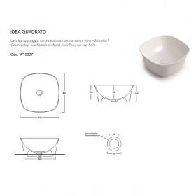 Tecnica lavabo da appoggio quadrato Idea 42x42 cm