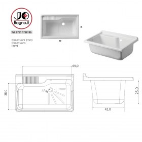 J2033 - tecnica Vasca in Resina PP 80x50