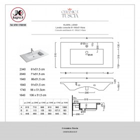 Lavabo consolle Panarea Klara 46/51 Tecnica
