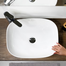 Lavabo appoggio rettangolare Marte 49 cm senza troppo pieno