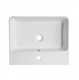 Lavabo Rettangolare da appoggio 52 in ceramica URANO vista frontale con troppo pieno