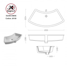 J8109-TECNICA sottopiano curvo 85x42 arcuato incasso