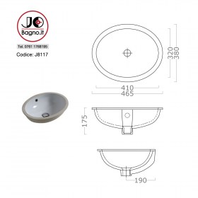 J8117-TECNICA Lavabo sottopiano incasso ovale 46x38