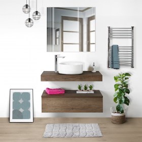 Lavabo da appoggio tondo 41 TERRA in abbinamento con arredo bagno KLARA