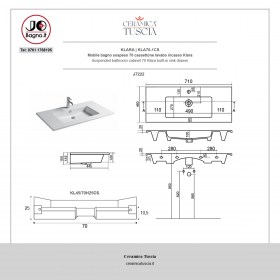 Cassettone sospeso lavabo incasso 70 - Tecnica