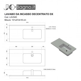 Scheda tecnica lavabo decentrato DX 