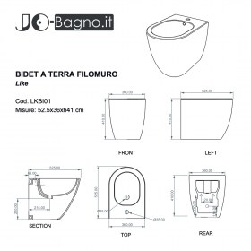 Bidet a terra filomuro in ceramica Like tecnica