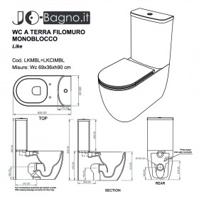 Bidet a terra filomuro in ceramica Like tecnica