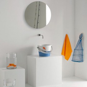 Lavabo appoggio Bucket 30 Decoro Jumping Fish Scarabeo Ceramica