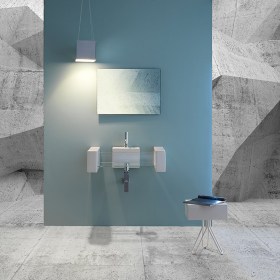 Lavabo sospeso rettangolare in vetro 60 cm Glass