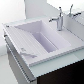 Lavabo Zeus da 60  da incasso con tavola posizionata a lavaggio su mobile da 80 cm