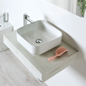 Lavabo appoggio bagno in ceramica bianca Lyam