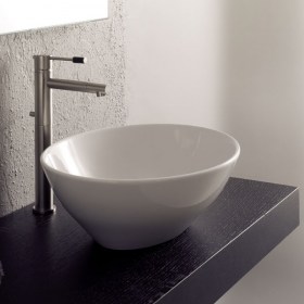 Lavabo appoggio Ovo Decoro Travertino Ceramica Scarabeo