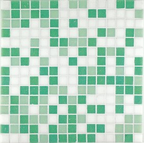 M4 VERDE MIX Mosaico in Pasta di Vetro a Tessere BASE