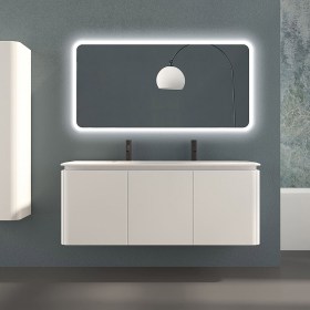 Mobile sospeso 140 cm e lavabo in resina MARYL BIANCO OPACO