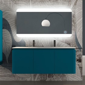 Mobile sospeso 140 cm e lavabo in resina MARYL BLU PETROLIO