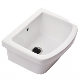 Lavatoio MINI in Ceramica Bianca 46x36 Ideale per Piccoli Spazi con Ghiera e Tappo