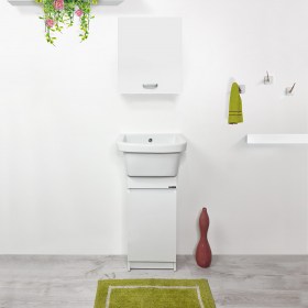 Lavatoio MINI in Ceramica Bianca 46x36 Ideale per Piccoli Spazi Installato su Mobile in Appoggio