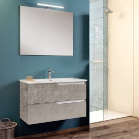 Mobile bagno sospeso 60 cm con specchio e lampada Grace2 Cemento Chiaro (COMBINAZIONE 7)