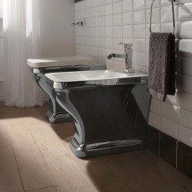 Sanitari bagno a terra Butterfly decoro Bianco-Platino Scarabeo Ceramiche