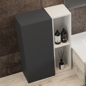 (CU003+IS001) Pensile multiuso bagno vani a giorno Iside (BIANCO-LUCIDO)