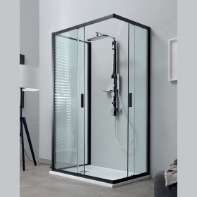 Box doccia 70x70 rettangolare porte scorrevoli Rapid Nero 3 lati 