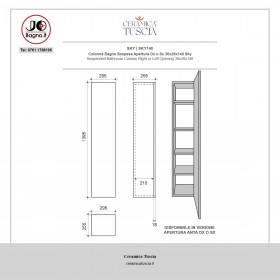 Colonna bagno sospesa apertura destra con ripiani SKY