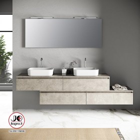 Grande mobile bagno 220 cm con doppio lavabo GIGLIO - Avana