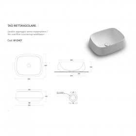 Tecnica lavabo da appoggio rettangolare 50x42 cm Tao