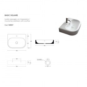 tecnica Lavabo appoggio 60x45 Basic Square