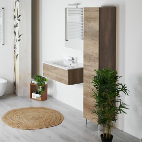 Cassettone sospeso lavabo incasso 70 specchio filolucido