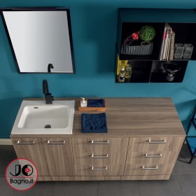 Arredo bagno lavanderia completo moderna 180 con lavatoio in ceramica e cassetti TOTUS3