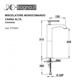 tecnica Miscelatore monocomando lavabo alto Contrasto