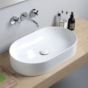 Lavabo appoggio ECO 60 ceramica fina ovale