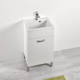 Mobile Domina Bianco con Vasca in Ceramica GANGE 50x40 e Rubinetteria Tondo e Quadro ( Cod. TQ F0001)