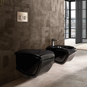 Sanitari bagno sospesi 54x38 Hi-Line in ceramica Nero Lucido