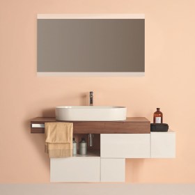 Mobile bagno moderno 125 cm con mensola e quattro cassetti in varie finiture Adapto