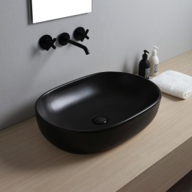 lavabo appoggio aurora 58 in ceramica Nero Matte 